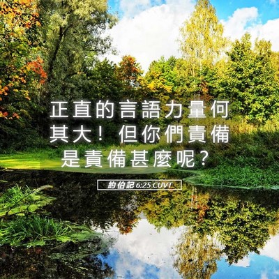 Picture 05 - 約 伯 記 6:25 CUVT - 正 直 的 言 語 力 量 何 其 大 ！ 但 - Bible Verse Picture