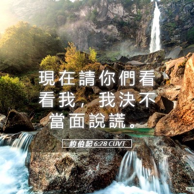 Picture 05 - 約 伯 記 6:28 CUVT - 現 在 請 你 們 看 看 我 ， 我 決 不 - Bible Verse Picture