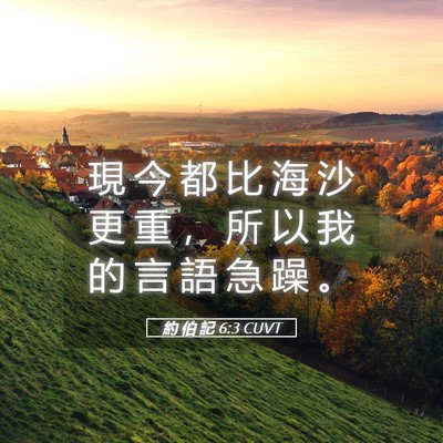 Picture 05 - 約 伯 記 6:3 CUVT - 現 今 都 比 海 沙 更 重 ， 所 以 我 - Bible Verse Picture