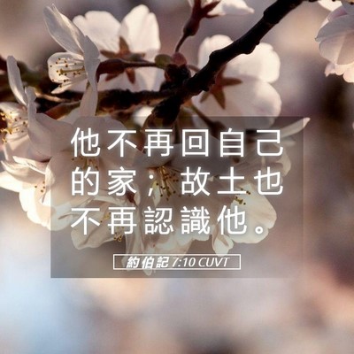 Picture 05 - 約 伯 記 7:10 CUVT - 他 不 再 回 自 己 的 家 ； 故 土 也 - Bible Verse Picture