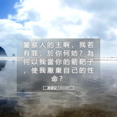 Picture 05 - 約 伯 記 7:20 CUVT - 鑒 察 人 的 主 啊 ， 我 若 有 罪 ， - Bible Verse Picture