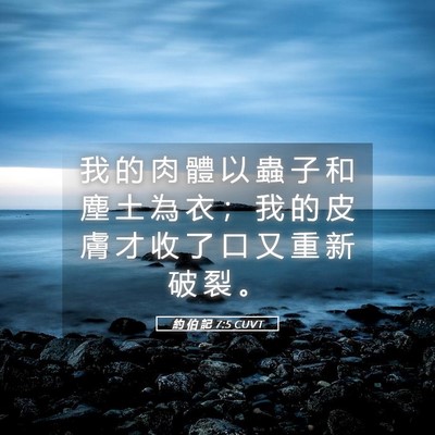 Picture 05 - 約 伯 記 7:5 CUVT - 我 的 肉 體 以 蟲 子 和 塵 土 為 衣 - Bible Verse Picture