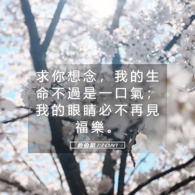Picture 05 - 約 伯 記 7:7 CUVT - 求 你 想 念 ， 我 的 生 命 不 過 是 - Bible Verse Picture