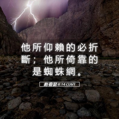 Picture 05 - 約 伯 記 8:14 CUVT - 他 所 仰 賴 的 必 折 斷 ； 他 所 倚 - Bible Verse Picture