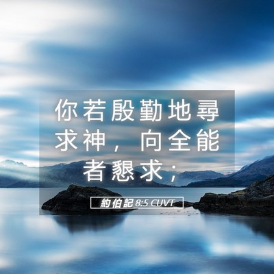 Picture 05 - 約 伯 記 8:5 CUVT - 你 若 殷 勤 地 尋 求 神 ， 向 全 能 - Bible Verse Picture