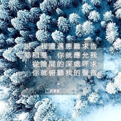Picture 05 - 約 拿 書 2:2 CUVT - 說 ： 我 遭 遇 患 難 求 告 耶 和 華 - Bible Verse Picture