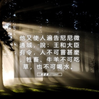 Picture 05 - 約 拿 書 3:7 CUVT - 他 又 使 人 遍 告 尼 尼 微 通 城 ， - Bible Verse Picture