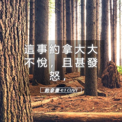 Picture 05 - 約 拿 書 4:1 CUVT - 這 事 約 拿 大 大 不 悅 ， 且 甚 發 - Bible Verse Picture