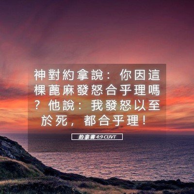 Picture 05 - 約 拿 書 4:9 CUVT - 神 對 約 拿 說 ： 你 因 這 棵 蓖 麻 - Bible Verse Picture