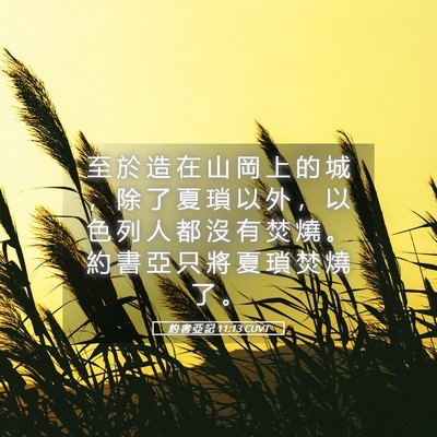 Picture 05 - 約 書 亞 記 11:13 CUVT - 至 於 造 在 山 岡 上 的 城 ， 除 了 - Bible Verse Picture