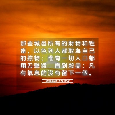Picture 05 - 約 書 亞 記 11:14 CUVT - 那 些 城 邑 所 有 的 財 物 和 牲 畜 - Bible Verse Picture