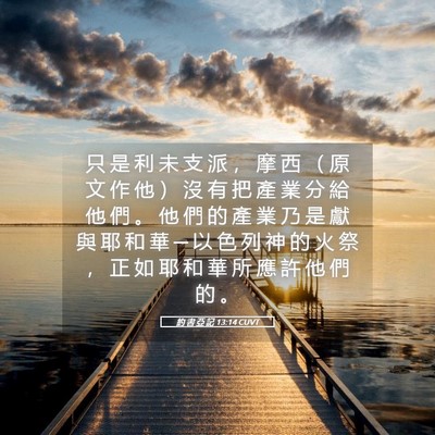 Picture 05 - 約 書 亞 記 13:14 CUVT - 只 是 利 未 支 派 ， 摩 西 （ 原 文 - Bible Verse Picture