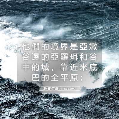 Picture 05 - 約 書 亞 記 13:16 CUVT - 他 們 的 境 界 是 亞 嫩 谷 邊 的 亞 - Bible Verse Picture