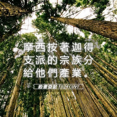 Picture 05 - 約 書 亞 記 13:24 CUVT - 摩 西 按 著 迦 得 支 派 的 宗 族 分 - Bible Verse Picture