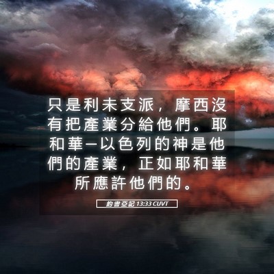 Picture 05 - 約 書 亞 記 13:33 CUVT - 只 是 利 未 支 派 ， 摩 西 沒 有 把 - Bible Verse Picture