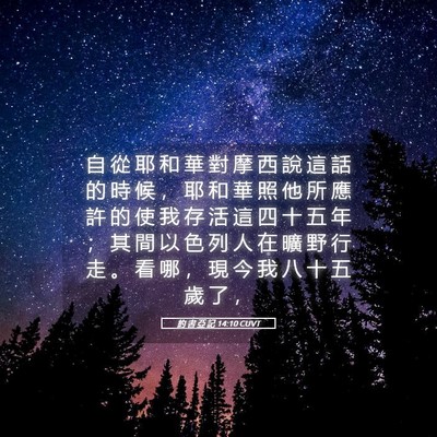 Picture 05 - 約 書 亞 記 14:10 CUVT - 自 從 耶 和 華 對 摩 西 說 這 話 的 - Bible Verse Picture