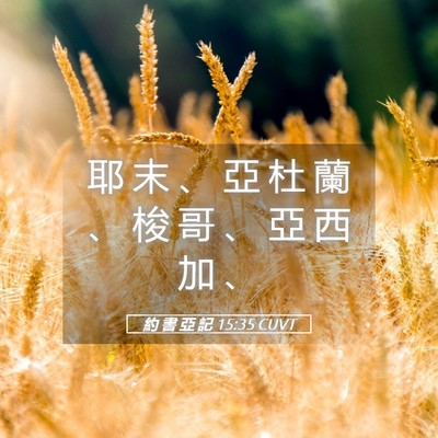 Picture 05 - 約 書 亞 記 15:35 CUVT - 耶 末 、 亞 杜 蘭 、 梭 哥 、 亞 西 - Bible Verse Picture