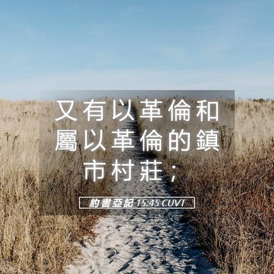 Picture 05 - 約 書 亞 記 15:45 CUVT - 又 有 以 革 倫 和 屬 以 革 倫 的 鎮 - Bible Verse Picture