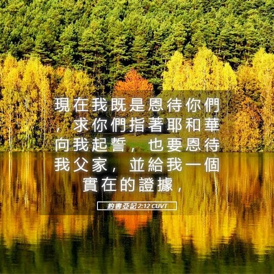 Picture 05 - 約 書 亞 記 2:12 CUVT - 現 在 我 既 是 恩 待 你 們 ， 求 你 - Bible Verse Picture