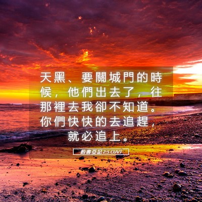 Picture 05 - 約 書 亞 記 2:5 CUVT - 天 黑 、 要 關 城 門 的 時 候 ， 他 - Bible Verse Picture