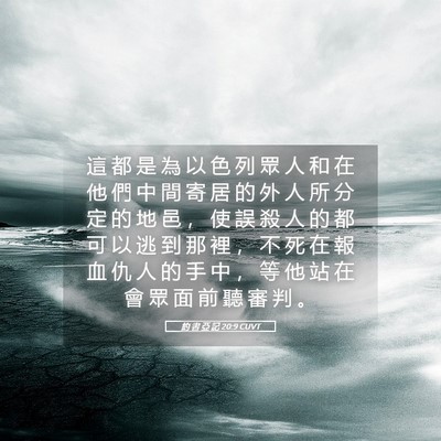 Picture 05 - 約 書 亞 記 20:9 CUVT - 這 都 是 為 以 色 列 眾 人 和 在 他 - Bible Verse Picture
