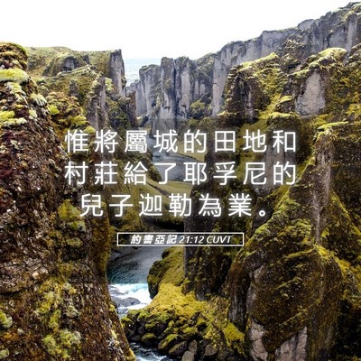 Picture 05 - 約 書 亞 記 21:12 CUVT - 惟 將 屬 城 的 田 地 和 村 莊 給 了 - Bible Verse Picture