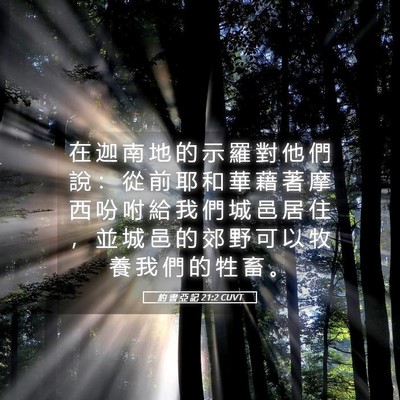Picture 05 - 約 書 亞 記 21:2 CUVT - 在 迦 南 地 的 示 羅 對 他 們 說 ： - Bible Verse Picture