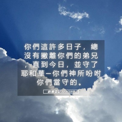 Picture 05 - 約 書 亞 記 22:3 CUVT - 你 們 這 許 多 日 子 ， 總 沒 有 撇 - Bible Verse Picture