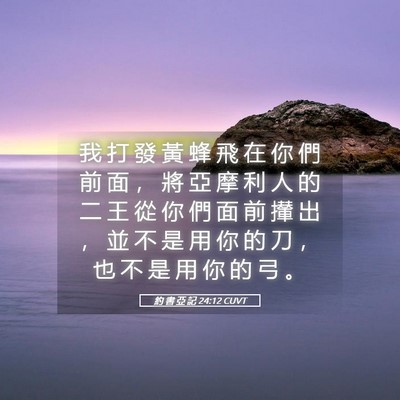 Picture 05 - 約 書 亞 記 24:12 CUVT - 我 打 發 黃 蜂 飛 在 你 們 前 面 ， - Bible Verse Picture