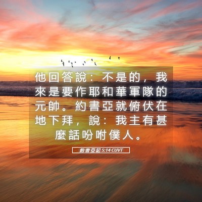 Picture 05 - 約 書 亞 記 5:14 CUVT - 他 回 答 說 ： 不 是 的 ， 我 來 是 - Bible Verse Picture