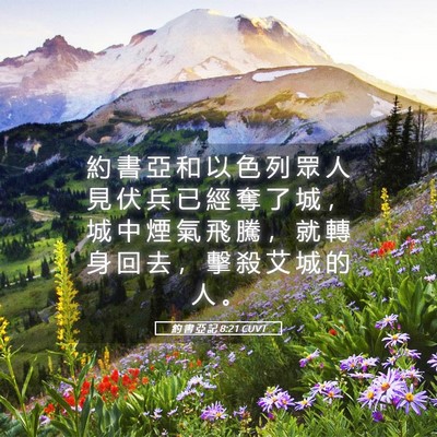 Picture 05 - 約 書 亞 記 8:21 CUVT - 約 書 亞 和 以 色 列 眾 人 見 伏 兵 - Bible Verse Picture