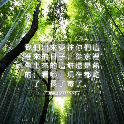 Picture 05 - 約 書 亞 記 9:12 CUVT - 我 們 出 來 要 往 你 們 這 裡 來 的 - Bible Verse Picture
