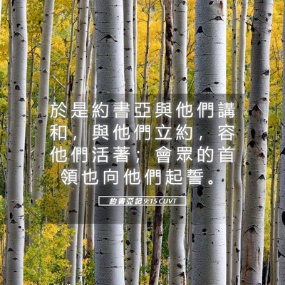 Picture 05 - 約 書 亞 記 9:15 CUVT - 於 是 約 書 亞 與 他 們 講 和 ， 與 - Bible Verse Picture