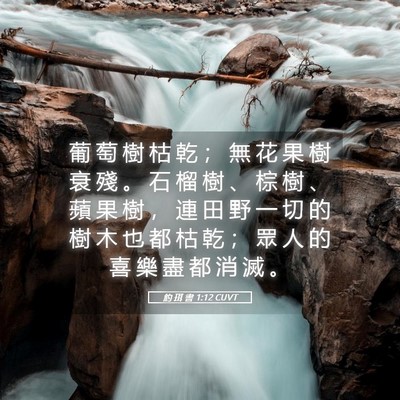 Picture 05 - 約 珥 書 1:12 CUVT - 葡 萄 樹 枯 乾 ； 無 花 果 樹 衰 殘 - Bible Verse Picture