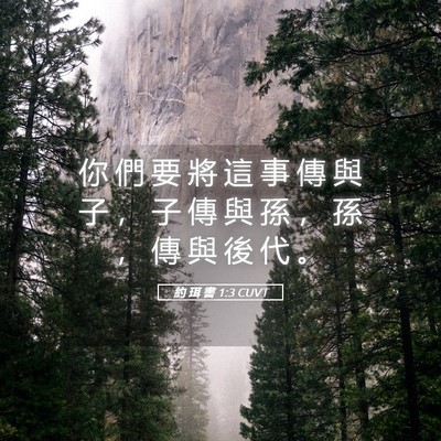 Picture 05 - 約 珥 書 1:3 CUVT - 你 們 要 將 這 事 傳 與 子 ， 子 傳 - Bible Verse Picture