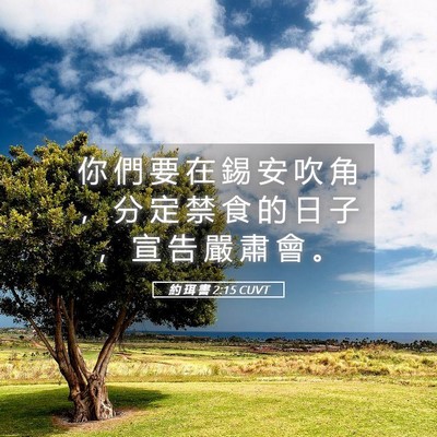 Picture 05 - 約 珥 書 2:15 CUVT - 你 們 要 在 錫 安 吹 角 ， 分 定 禁 - Bible Verse Picture