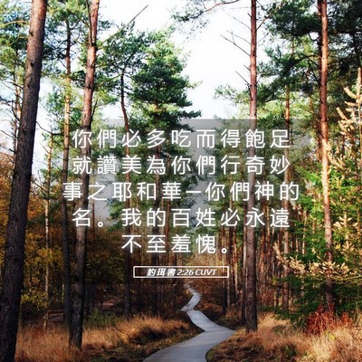 Picture 05 - 約 珥 書 2:26 CUVT - 你 們 必 多 吃 而 得 飽 足 就 讚 美 - Bible Verse Picture