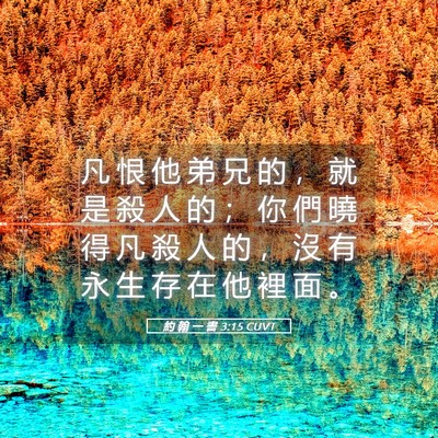 Picture 05 - 約 翰 一 書 3:15 CUVT - 凡 恨 他 弟 兄 的 ， 就 是 殺 人 的 - Bible Verse Picture