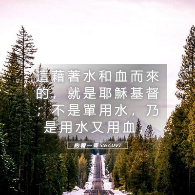 Picture 05 - 約 翰 一 書 5:6 CUVT - 這 藉 著 水 和 血 而 來 的 ， 就 是 - Bible Verse Picture