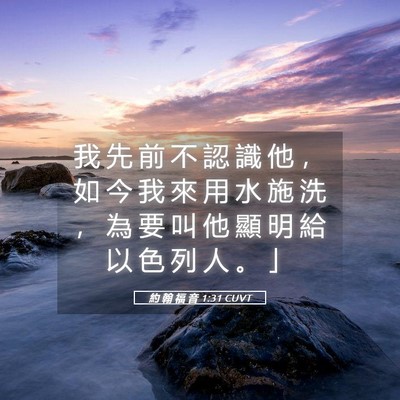 Picture 05 - 約 翰 福 音 1:31 CUVT - 我 先 前 不 認 識 他 ， 如 今 我 來 - Bible Verse Picture