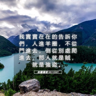 Picture 05 - 約 翰 福 音 10:1 CUVT - 我 實 實 在 在 的 告 訴 你 們 ， 人 - Bible Verse Picture