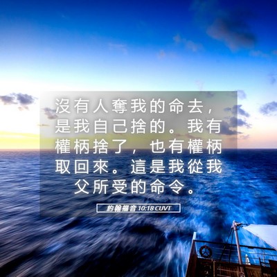 Picture 05 - 約 翰 福 音 10:18 CUVT - 沒 有 人 奪 我 的 命 去 ， 是 我 自 - Bible Verse Picture