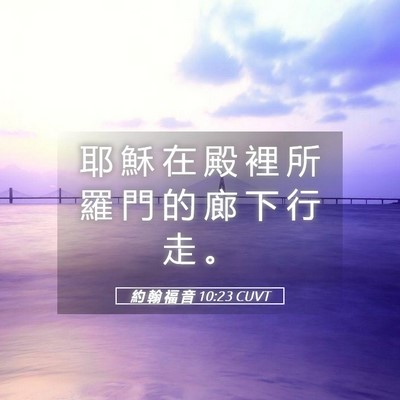 Picture 05 - 約 翰 福 音 10:23 CUVT - 耶 穌 在 殿 裡 所 羅 門 的 廊 下 行 - Bible Verse Picture