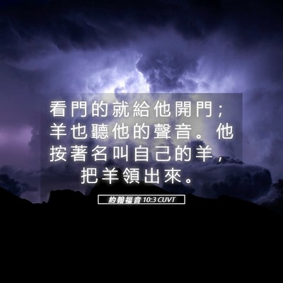Picture 05 - 約 翰 福 音 10:3 CUVT - 看 門 的 就 給 他 開 門 ； 羊 也 聽 - Bible Verse Picture