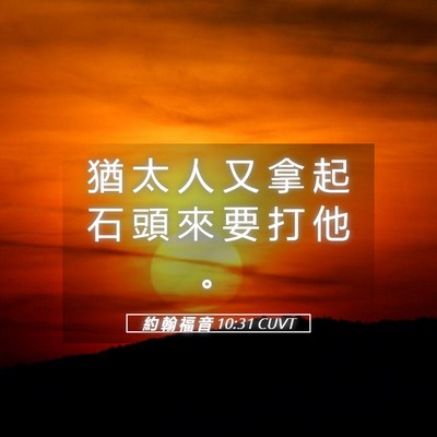 Picture 05 - 約 翰 福 音 10:31 CUVT - 猶 太 人 又 拿 起 石 頭 來 要 打 他 - Bible Verse Picture