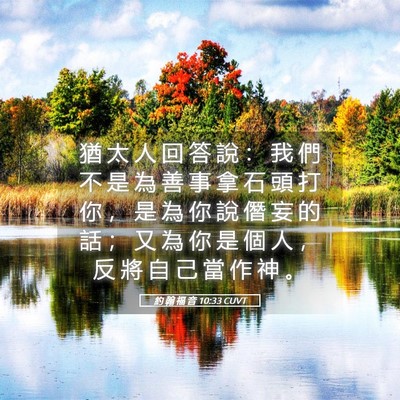 Picture 05 - 約 翰 福 音 10:33 CUVT - 猶 太 人 回 答 說 ： 我 們 不 是 為 - Bible Verse Picture