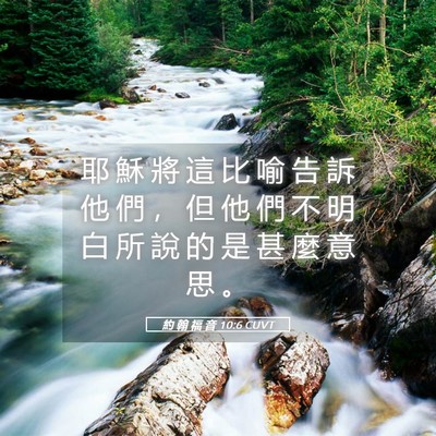 Picture 05 - 約 翰 福 音 10:6 CUVT - 耶 穌 將 這 比 喻 告 訴 他 們 ， 但 - Bible Verse Picture
