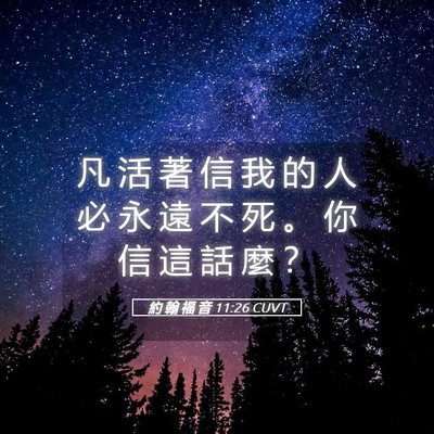 Picture 05 - 約 翰 福 音 11:26 CUVT - 凡 活 著 信 我 的 人 必 永 遠 不 死 - Bible Verse Picture