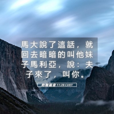 Picture 05 - 約 翰 福 音 11:28 CUVT - 馬 大 說 了 這 話 ， 就 回 去 暗 暗 - Bible Verse Picture