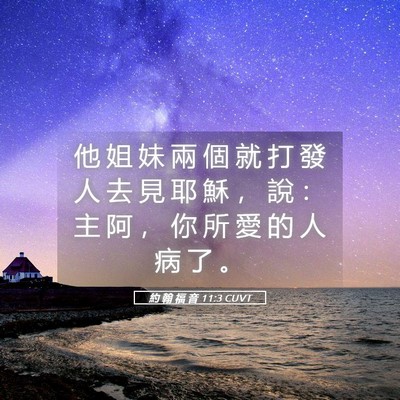 Picture 05 - 約 翰 福 音 11:3 CUVT - 他 姐 妹 兩 個 就 打 發 人 去 見 耶 - Bible Verse Picture